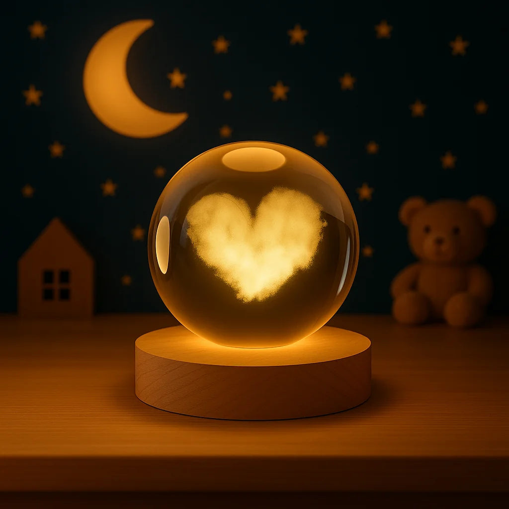 Veilleuse Boule de Cristal Cœur en Nuage
