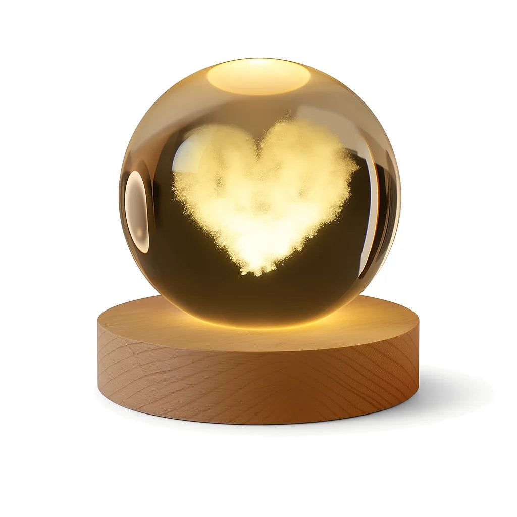 Veilleuse Boule de Cristal Cœur en Nuage