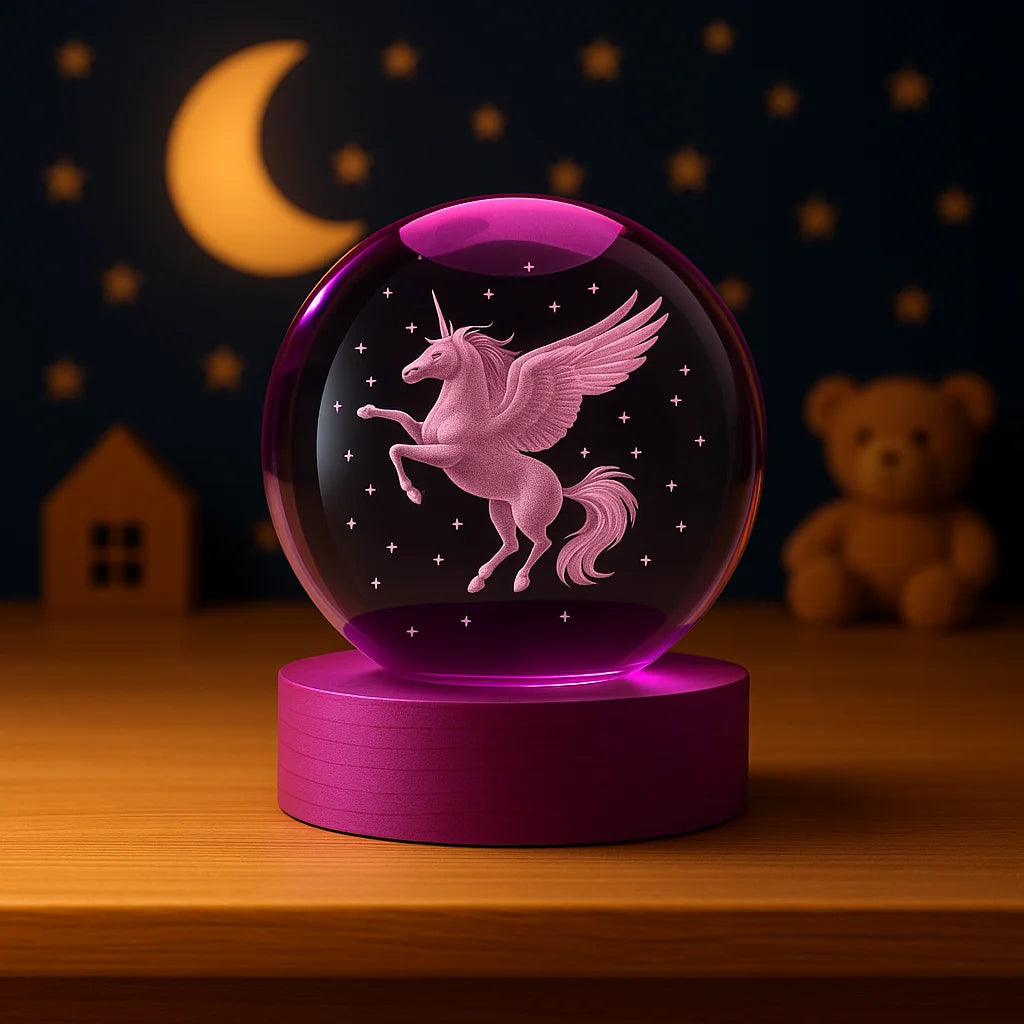 Veilleuse Boule de Cristal Licorne