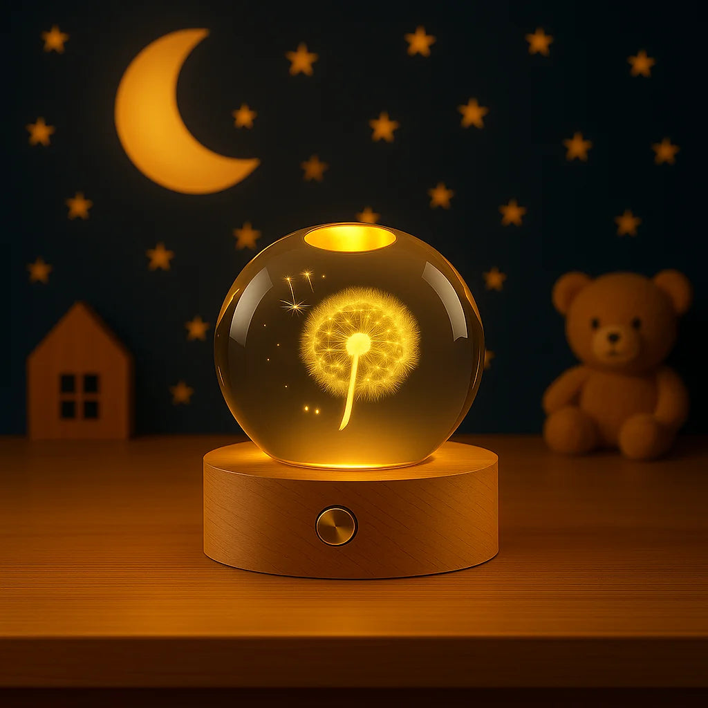 Veilleuse Boule de Cristal Pissenlit