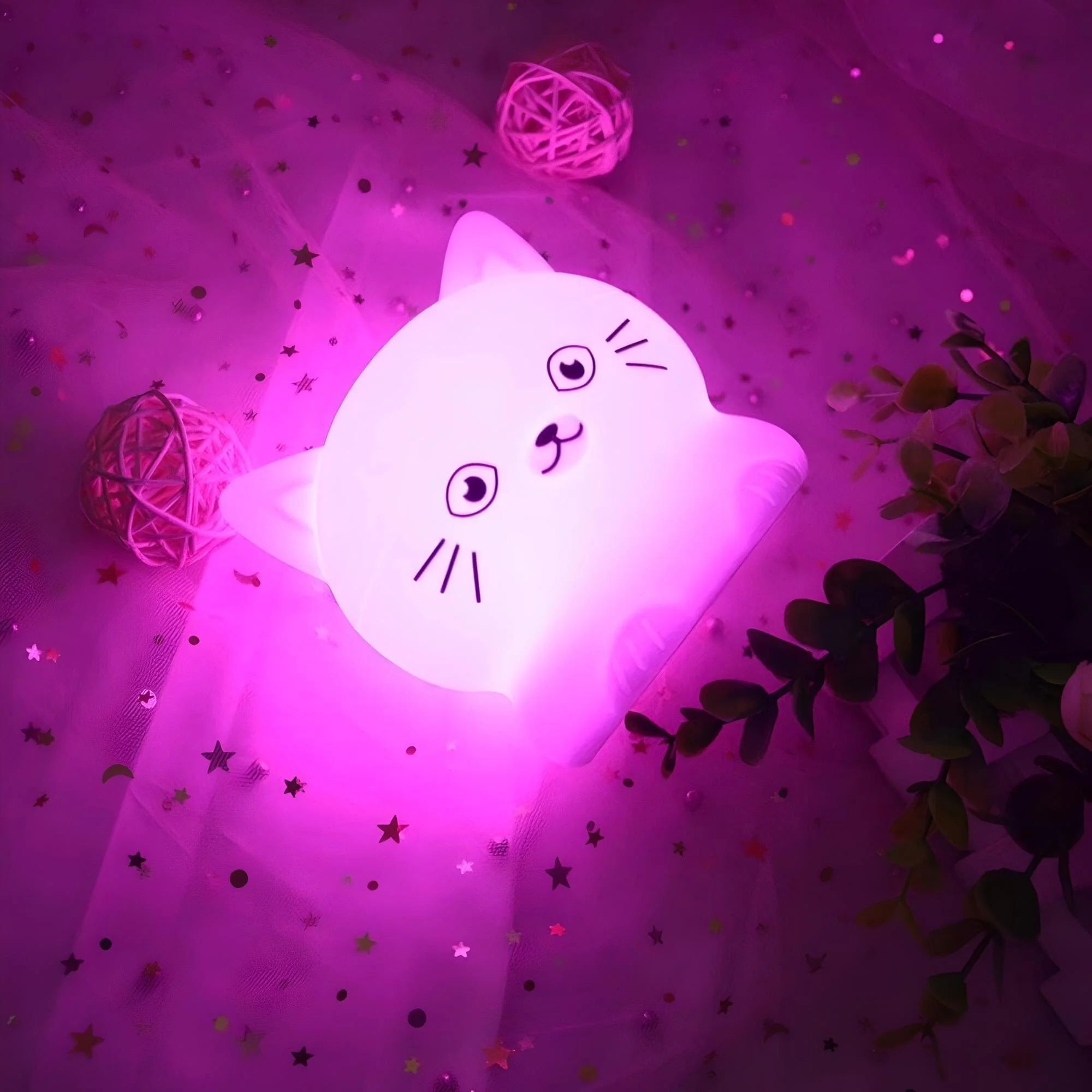 Veilleuse Chat Rose