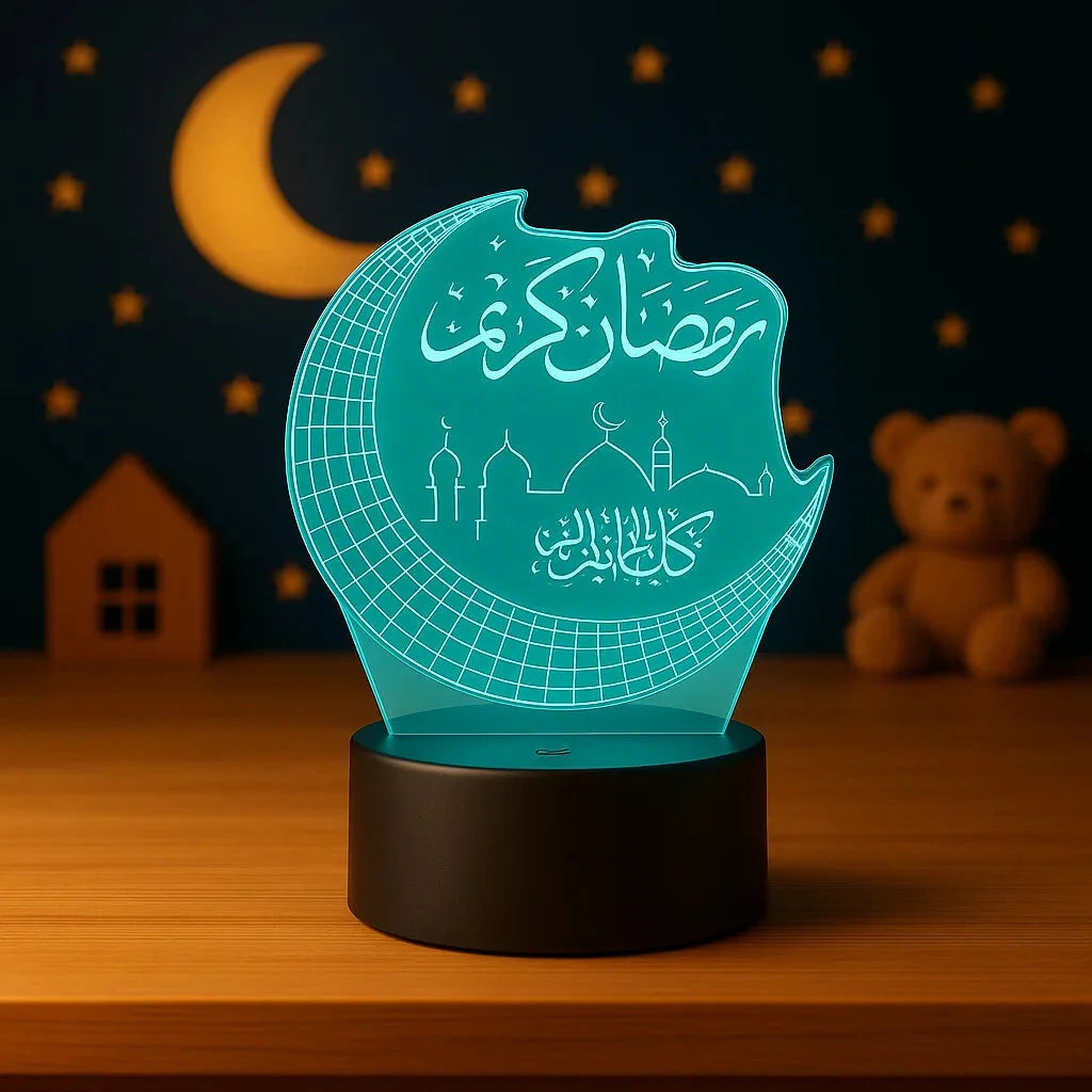 Veilleuse Coranique Croissant & Mosquée 3D