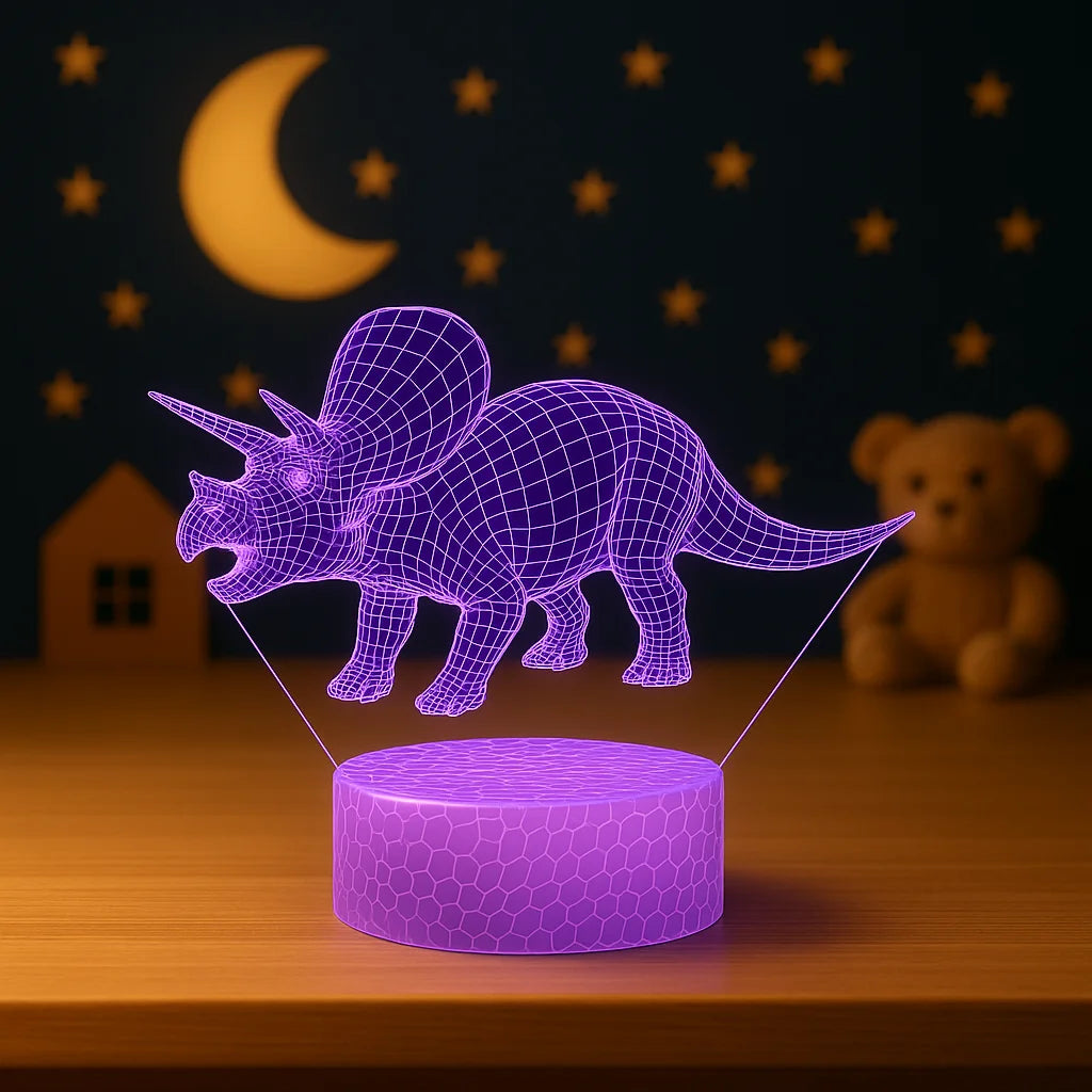 Veilleuse Dinosaure Triceratops 3D