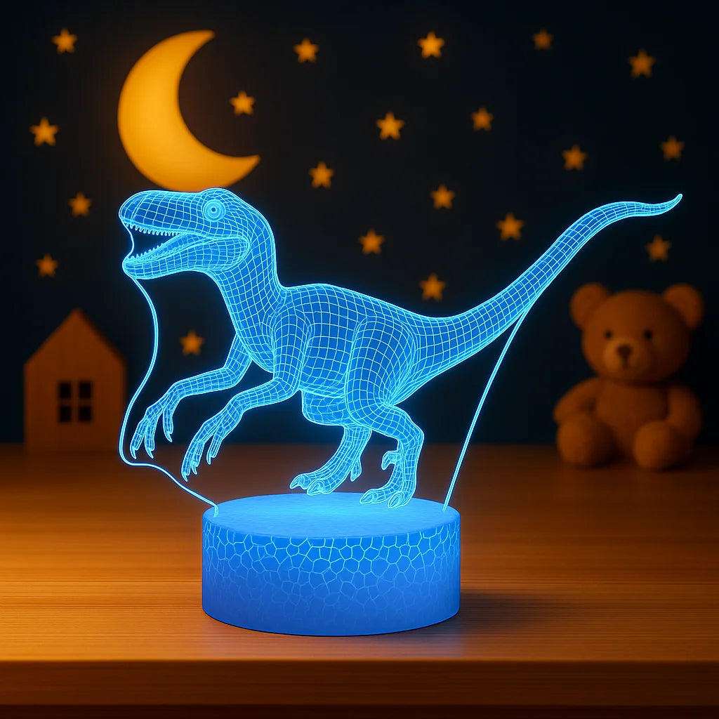 Veilleuse Dinosaure Velociraptor 3D