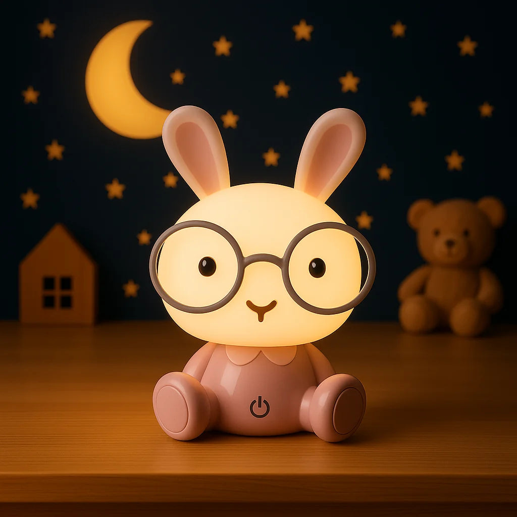 Veilleuse Lapin Rose à Lunettes