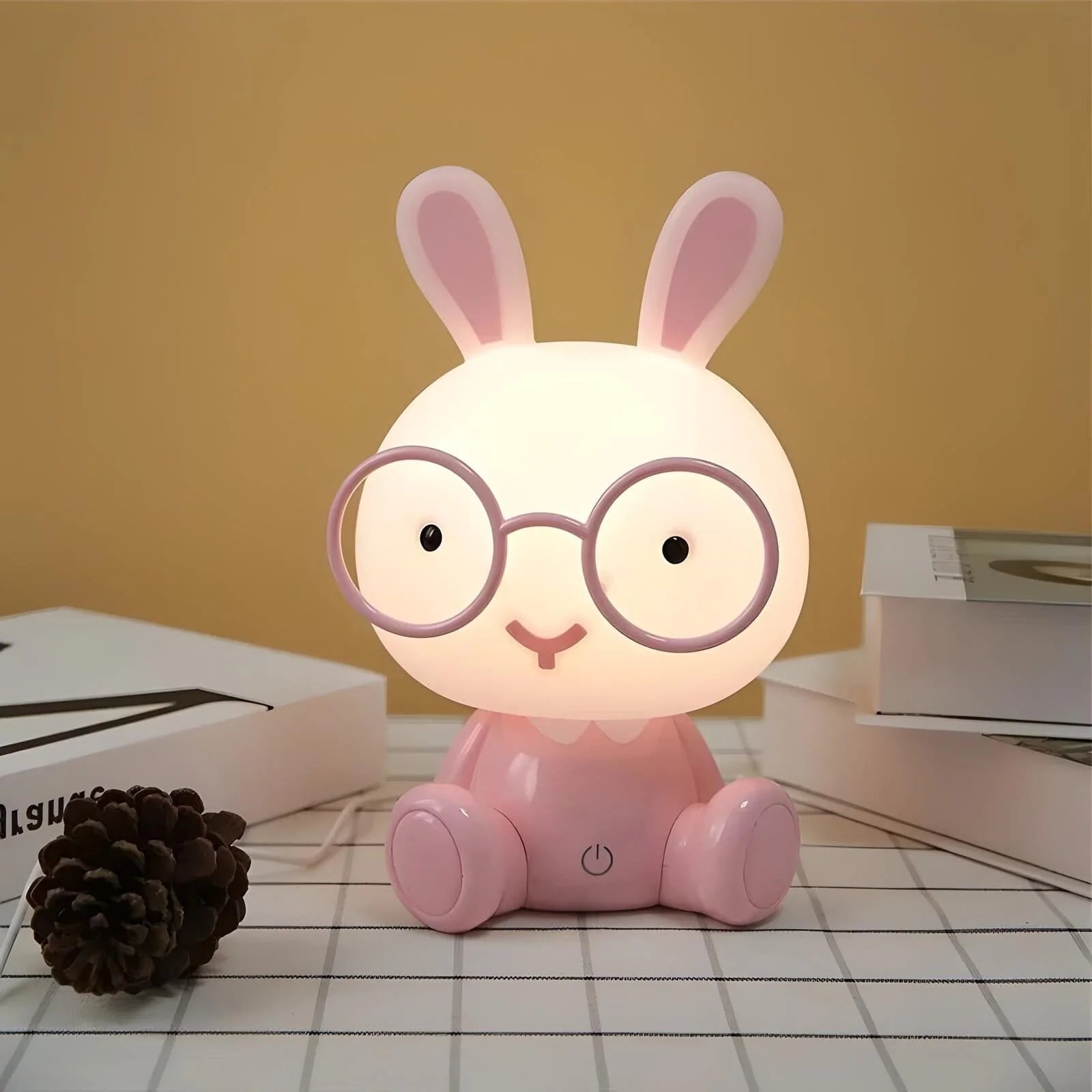Veilleuse Lapin Rose à Lunettes