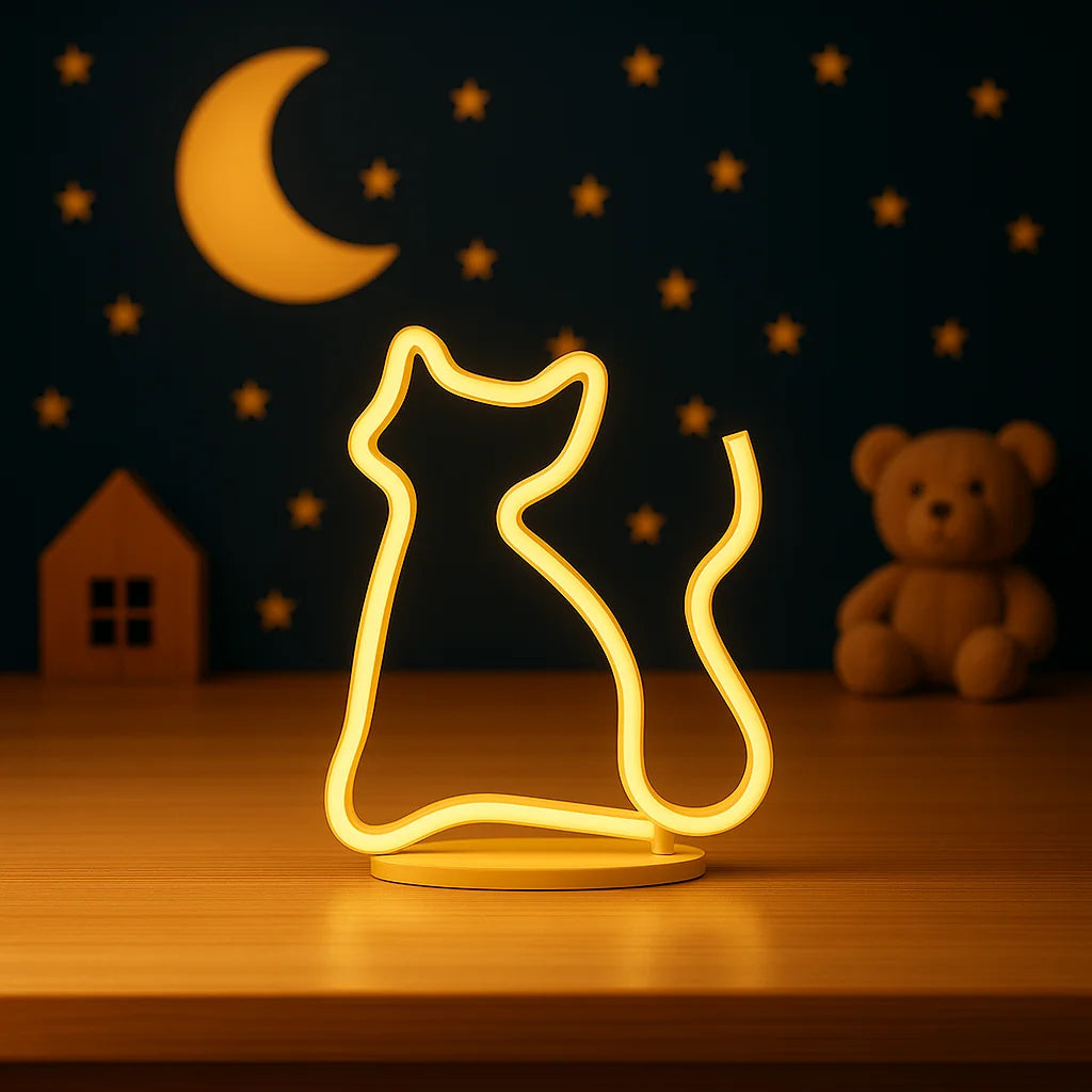 Veilleuse Néon Chat Jaune