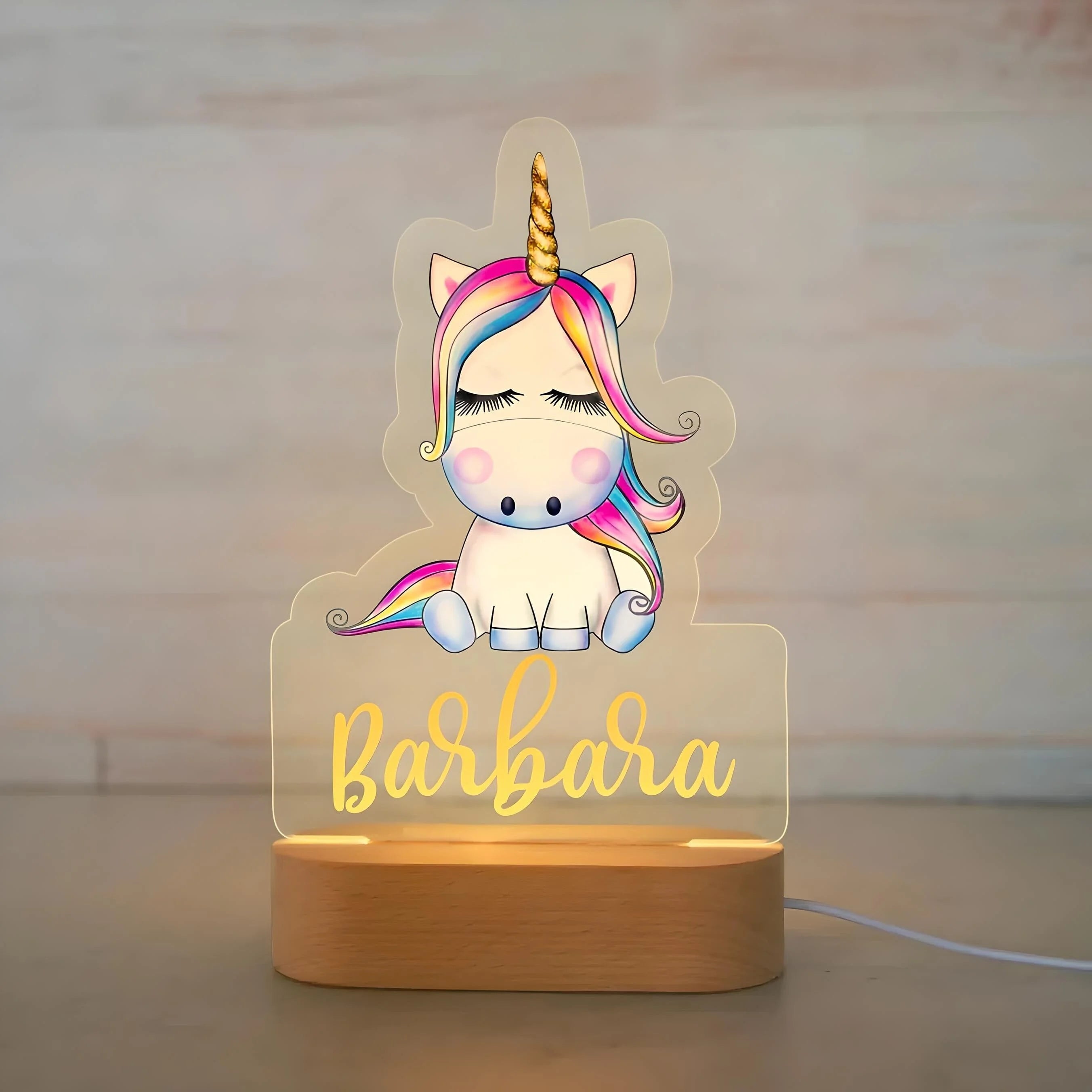 Veilleuse Personnalisée Bébé Licorne avec Prénom