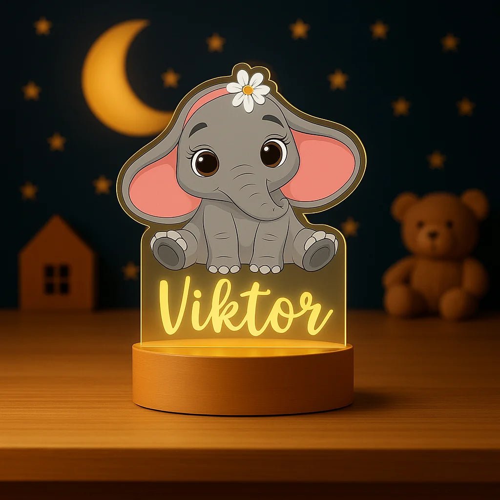Veilleuse Personnalisée Éléphant avec Prénom