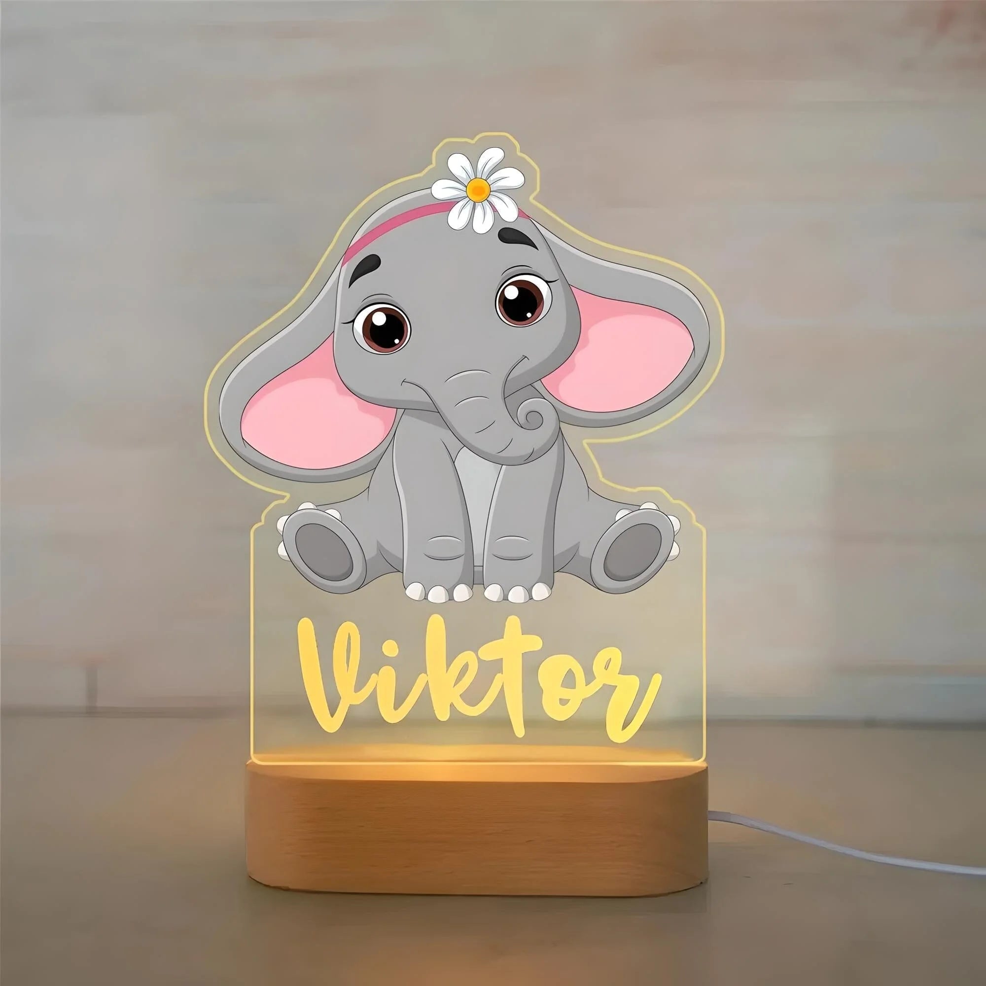 Veilleuse Personnalisée Éléphant avec Prénom
