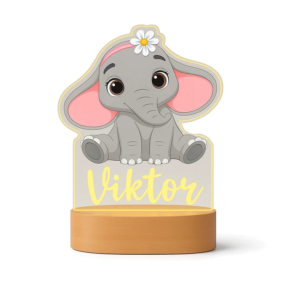 Veilleuse Personnalisée Éléphant avec Prénom