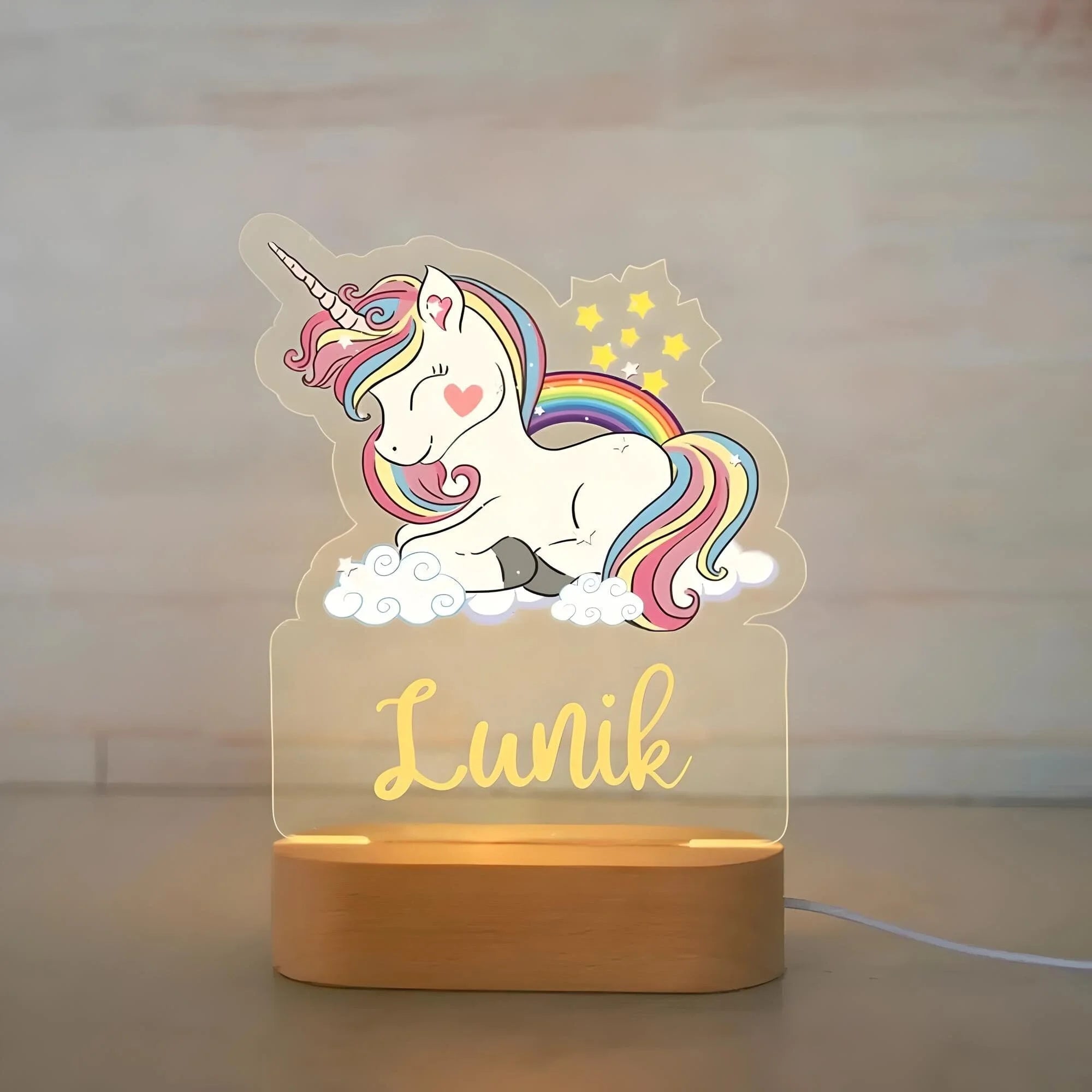 Veilleuse Personnalisée Licorne Rainbow avec Prénom