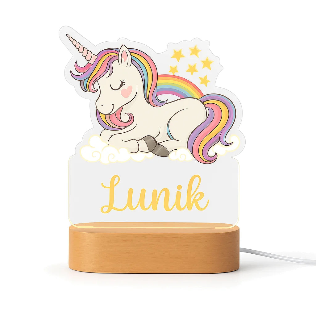 Veilleuse Personnalisée Licorne Rainbow avec Prénom