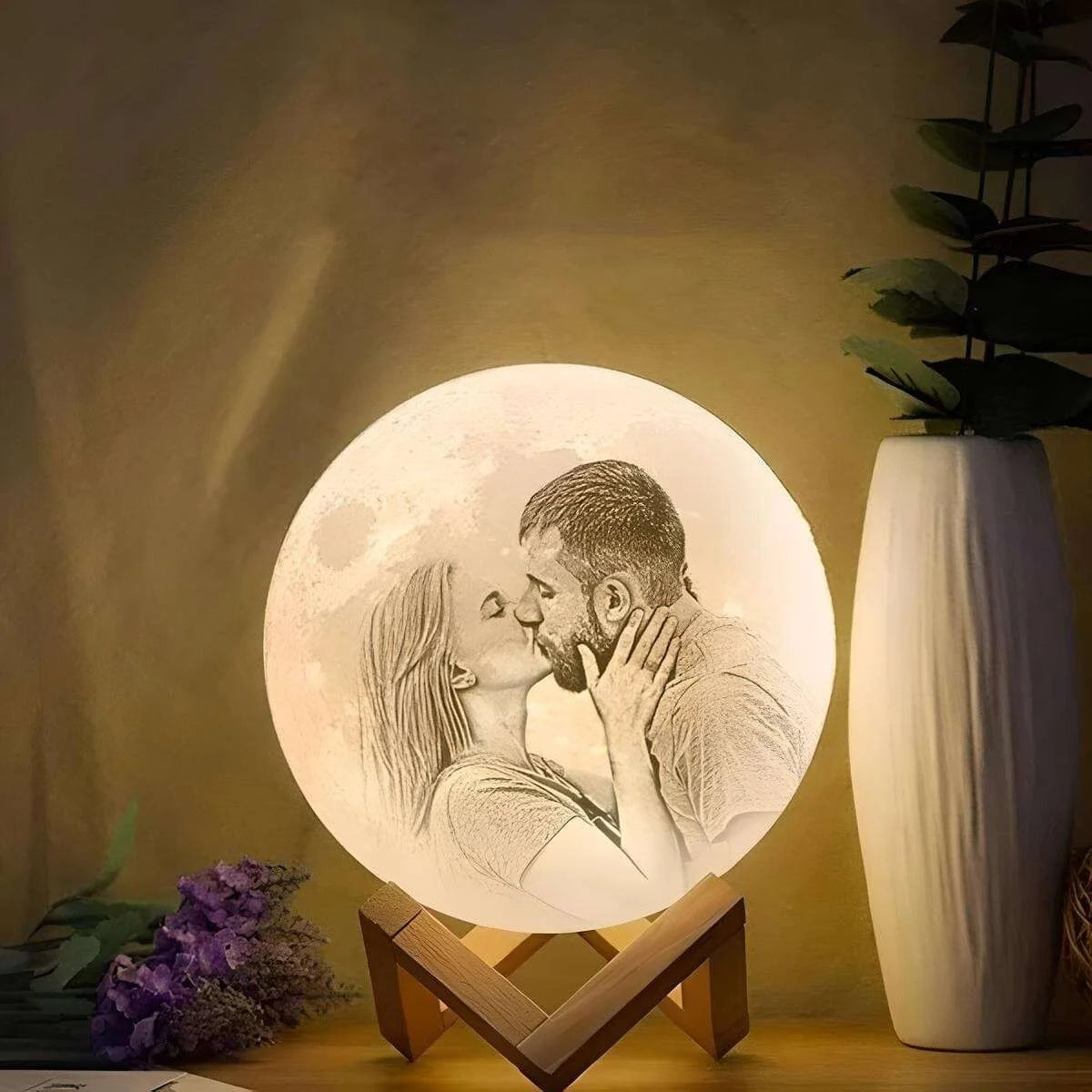 Veilleuse Personnalisée Lune Photo et Texte