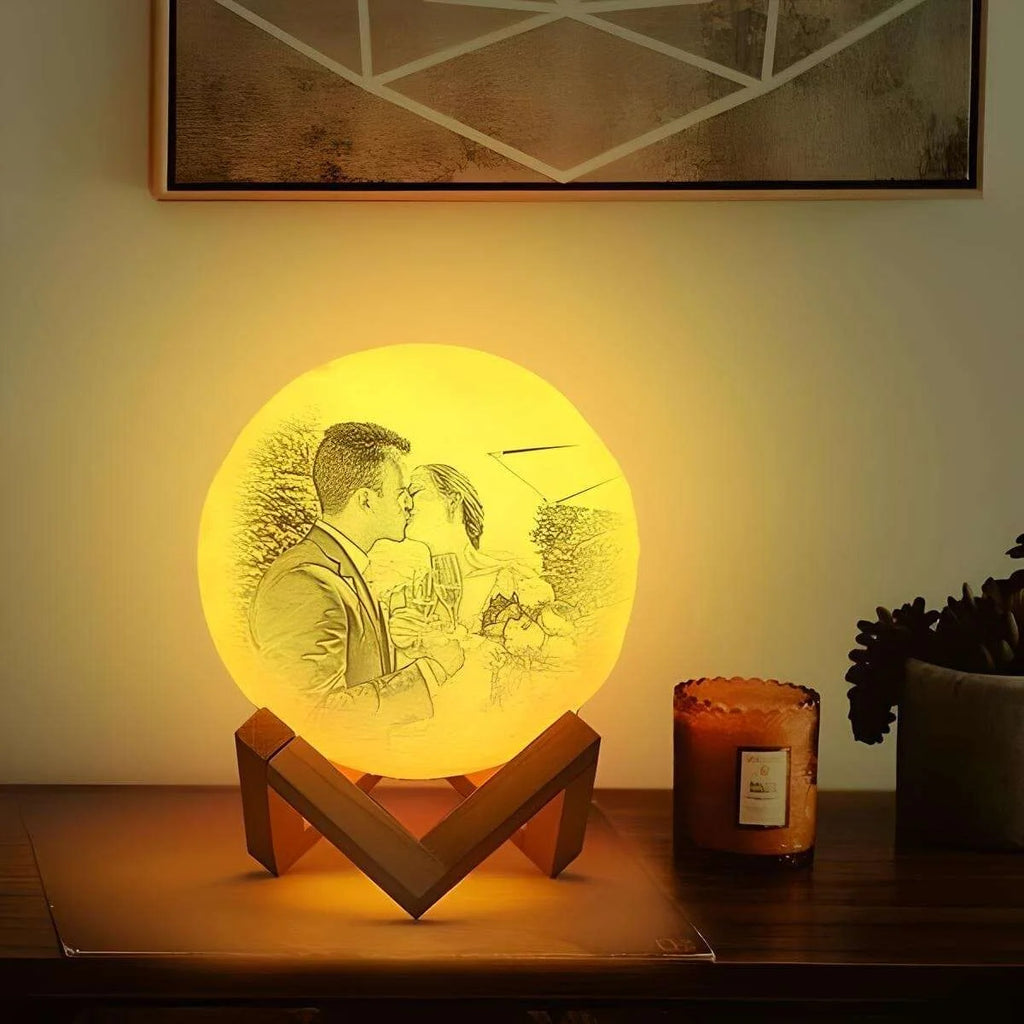 Veilleuse Personnalisée Lune Photo et Texte