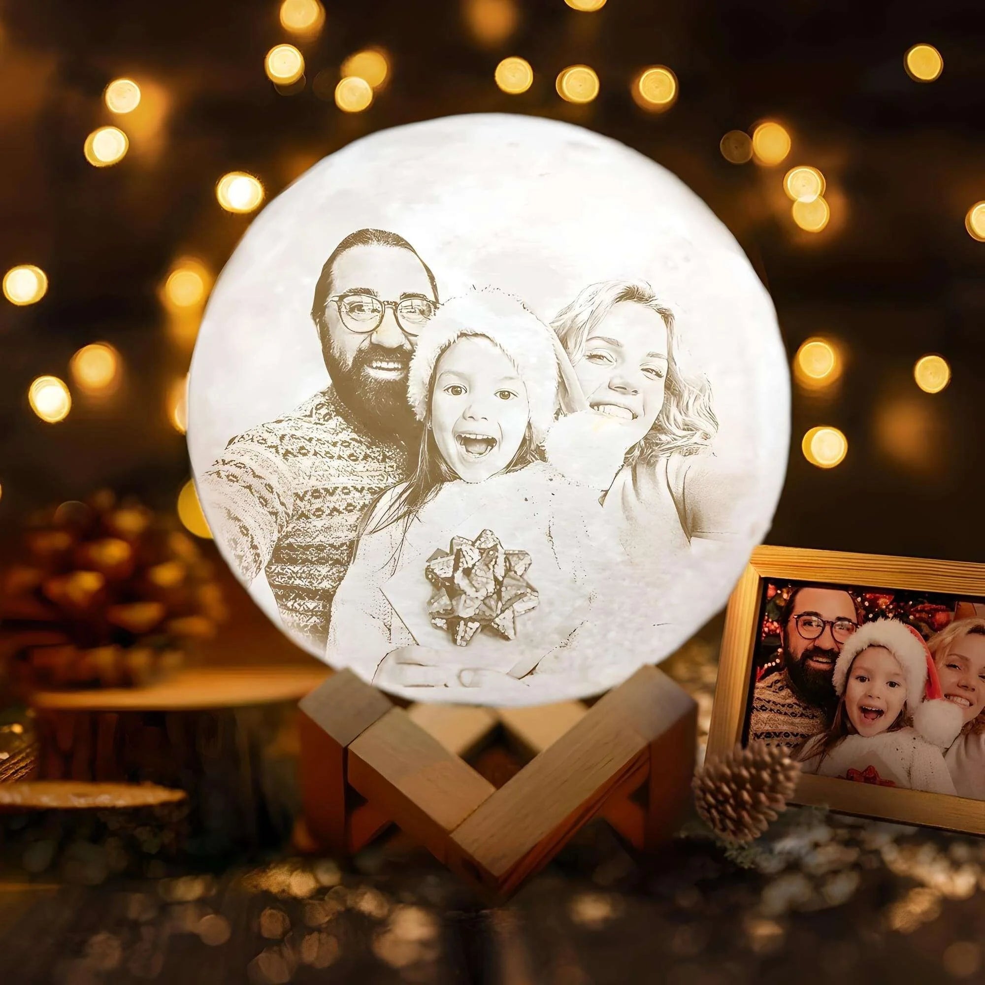 Veilleuse Personnalisée Lune Photo et Texte