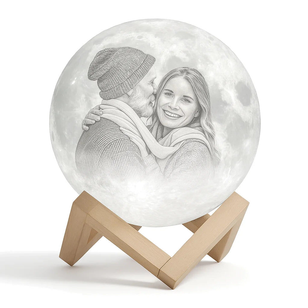 Veilleuse Personnalisée Lune Photo et Texte