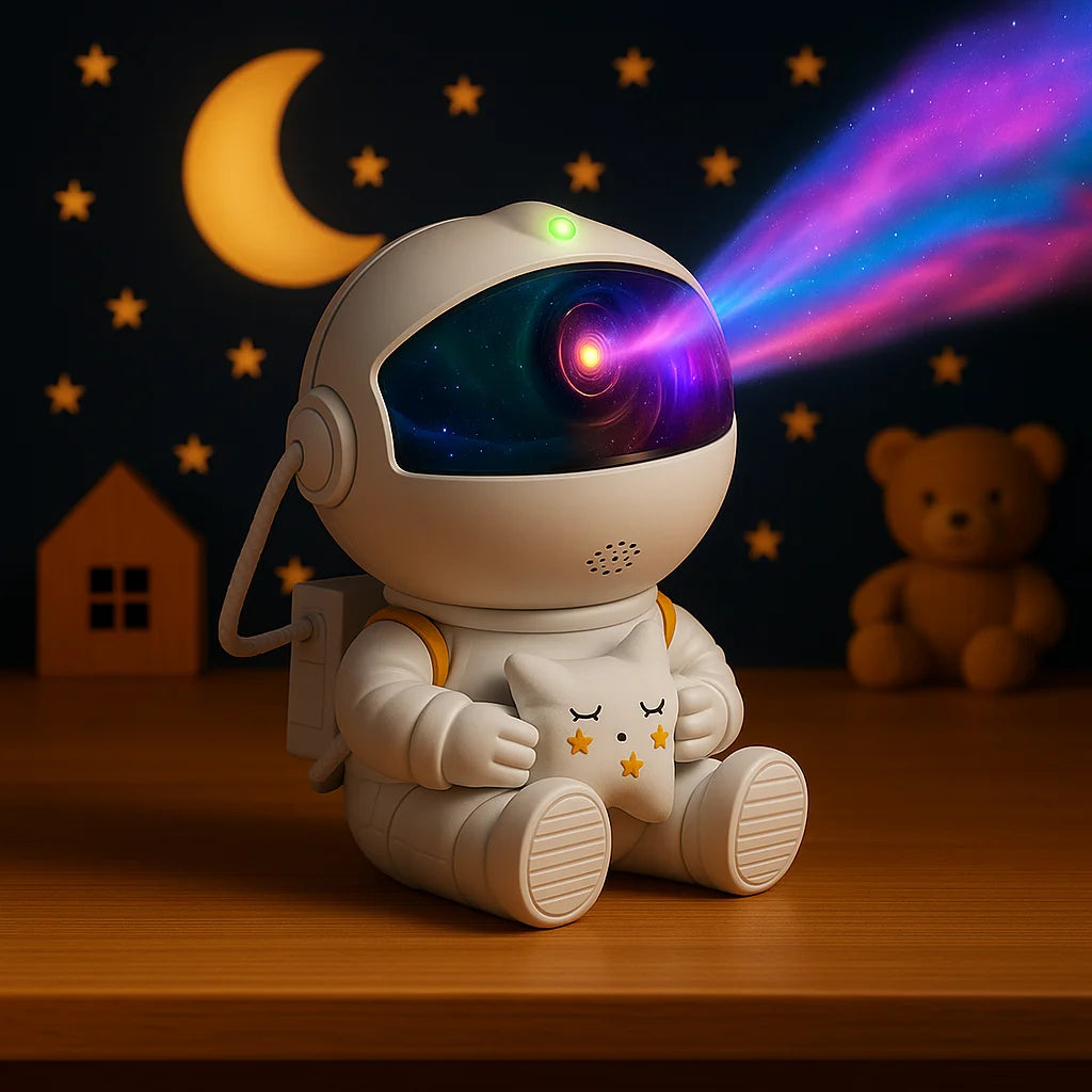 Veilleuse Projection Astronaute Étoile Blanche