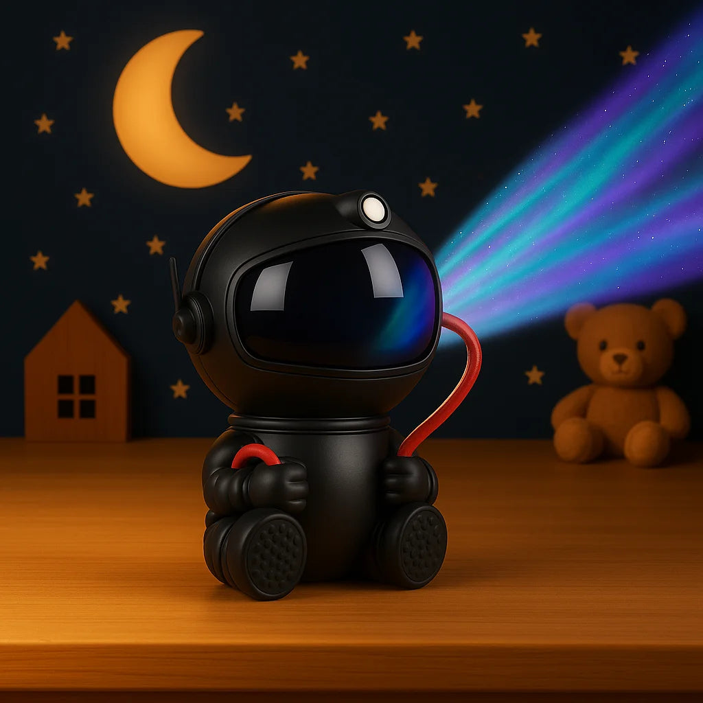 Veilleuse Projection Astronaute Étoile Noire