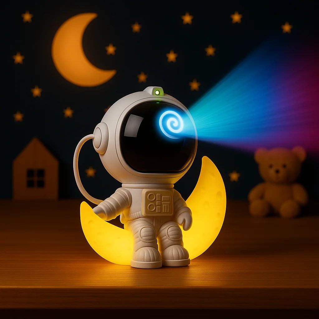 Veilleuse Projection Astronaute sur Croissant Lune