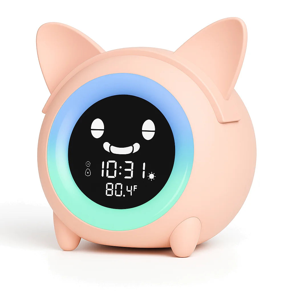 Veilleuse Réveil Éducatif Chat Rose